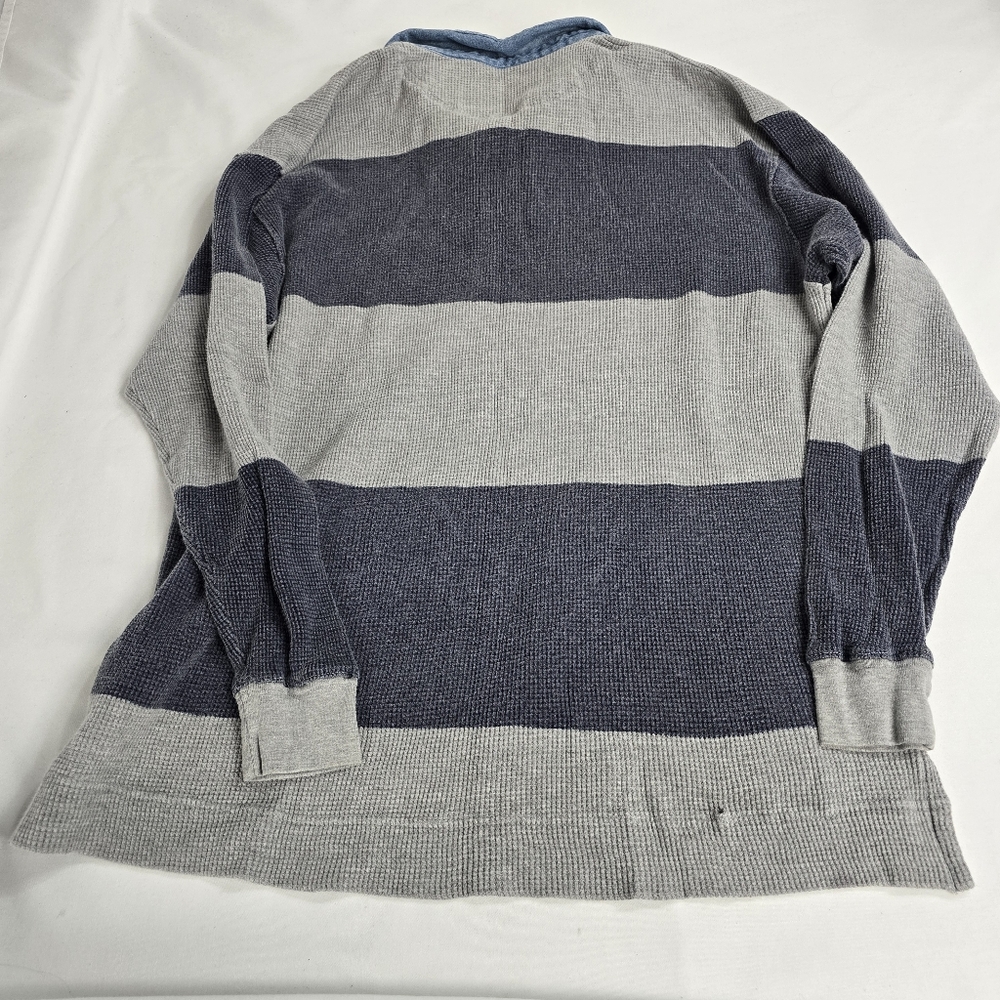 Vintage American Eagle Rugby Striped Thermal Denim Collart Shirt - Picture 6 of 7